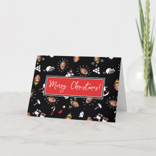 Buddy der Elf Schwarz Doodle Muster Feiertagskarte