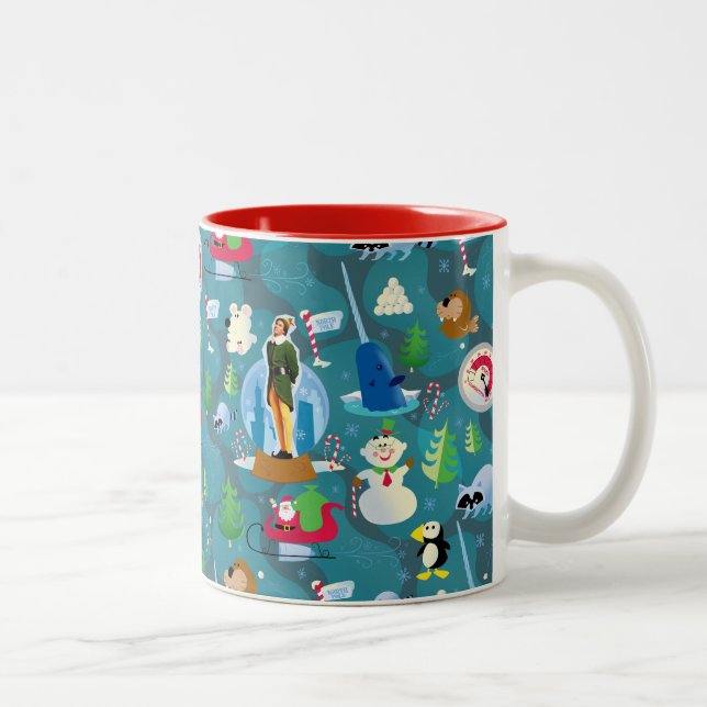 Buddy der Elf und Charaktere Teal-Muster Zweifarbige Tasse (Rechts)