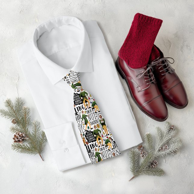Buddy der Elf Zitat Muster Krawatte (Tie on shirt simulated on table)