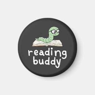 Buddy Niedlich Bookworm mit Buch lesen Magnet