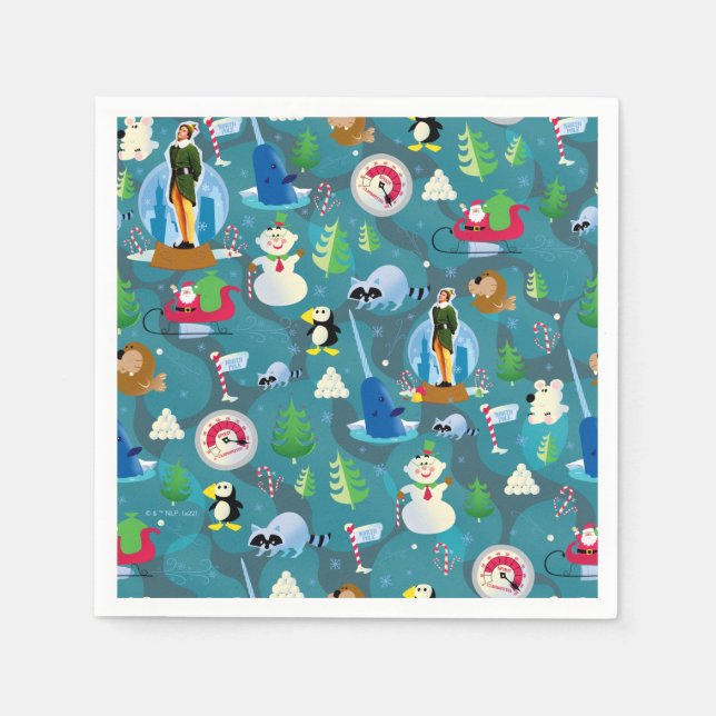 Buddy the Elf and Characters Aquamarin Pattern Serviette (Vorderseite)
