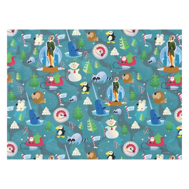 Buddy the Elf and Characters Aquamarin Pattern Tischdecke (Vorderseite (Horizontal))