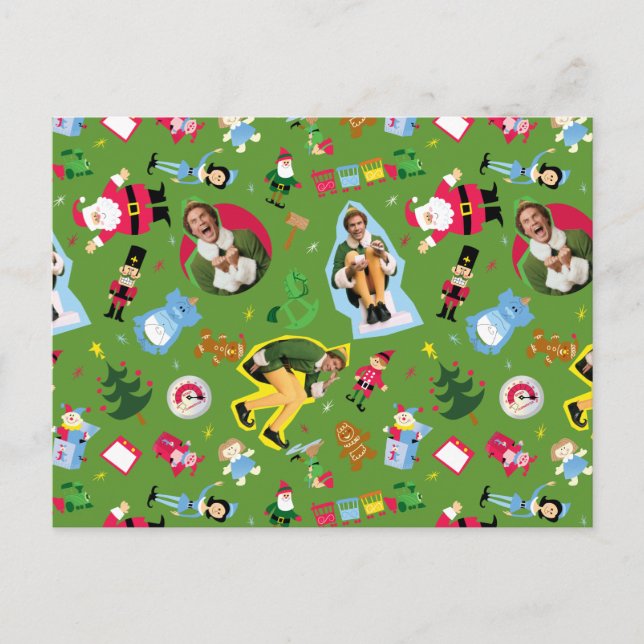 Buddy the Elf and Christmas Icons Pattern Postkarte (Vorderseite)