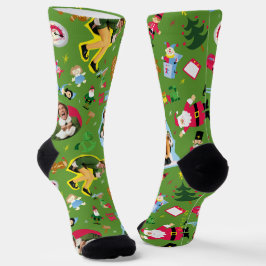 Buddy the Elf and Christmas Icons Pattern Socks Socken