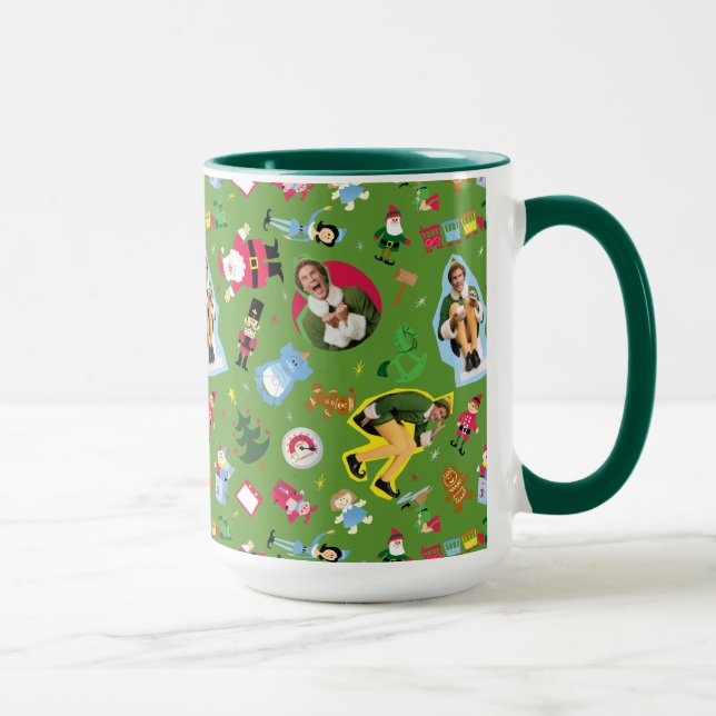 Buddy the Elf and Christmas Icons Pattern Tasse (Rechts)