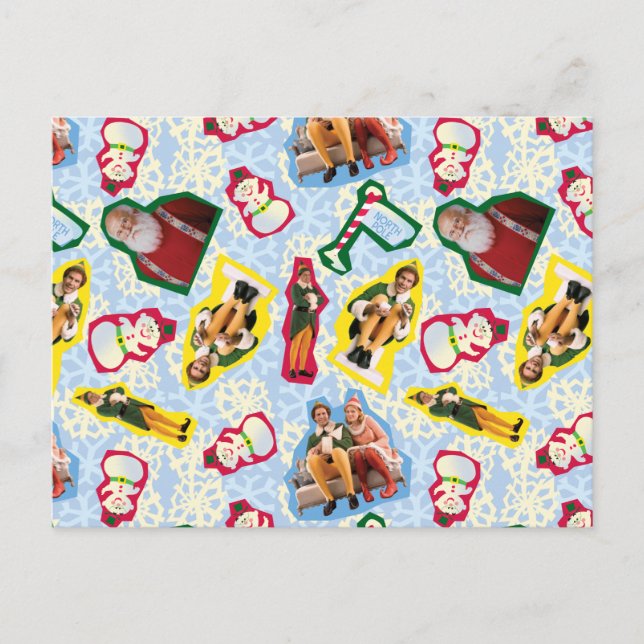 Buddy the Elf and Santa North Pole Pattern Postkarte (Vorderseite)