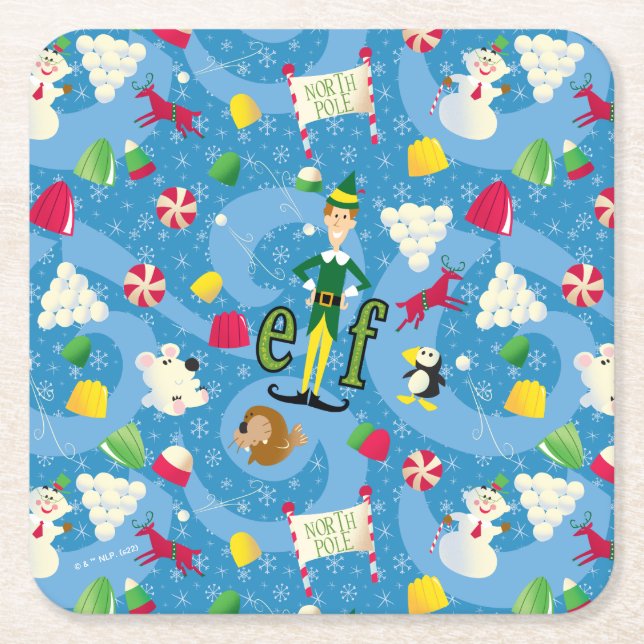Buddy the Elf Cartoon Pattern Rechteckiger Pappuntersetzer (Vorderseite)