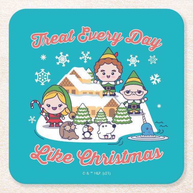 Buddy the Elf Chibi Graphic Rechteckiger Pappuntersetzer (Vorderseite)