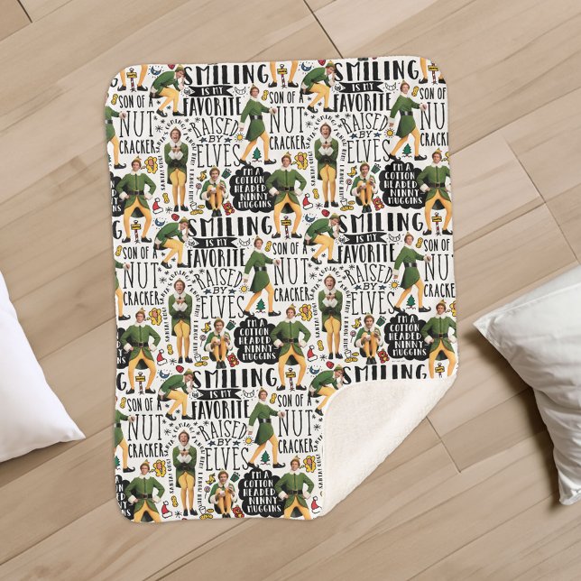 Buddy The Elf Quote Pattern Sherpadecke (Small blanket on floor)