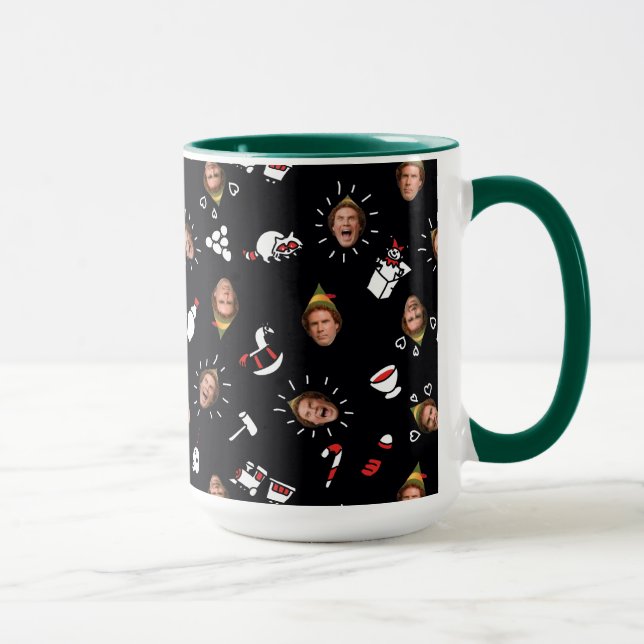 Buddy the Elf schwarzes Doodle-Muster Tasse (Rechts)