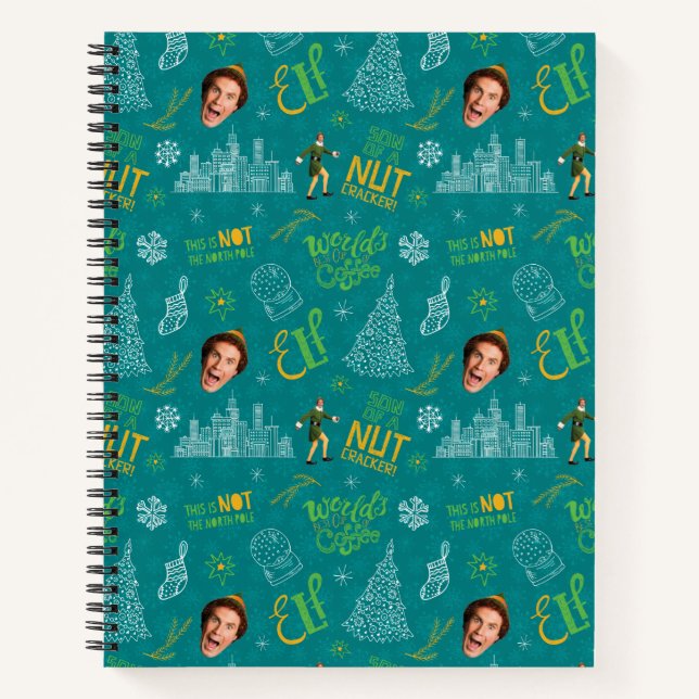 Buddy the Elf Teal Quote Pattern Notizbuch (Vorderseite)