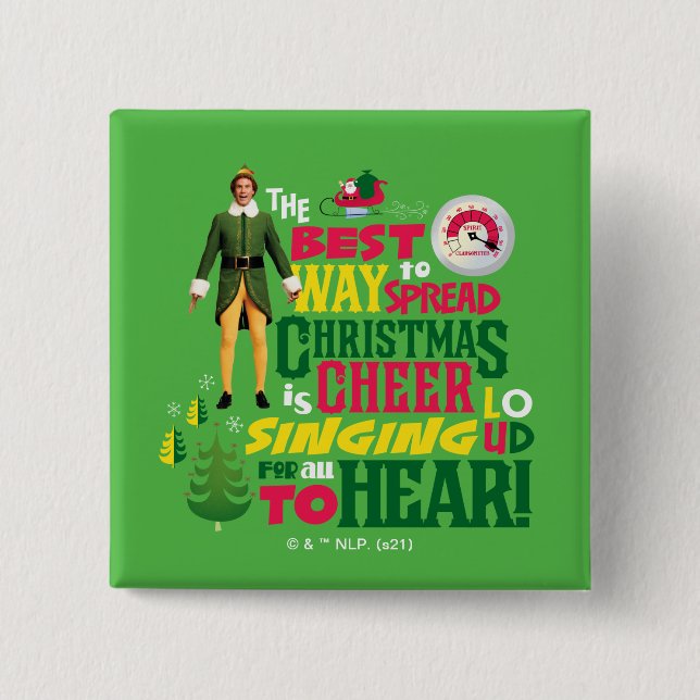 Buddy the Elf | Weihnachts-Cheer Grafik-Zitat Button (Vorderseite)