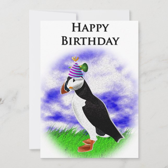 Buddy's Puffin Birthday Card Karte (Vorderseite)