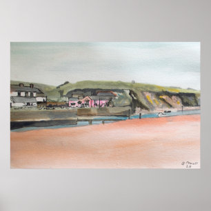 Bude Cornwall Druck – Aquarell-Küsten-Wandkunst Poster