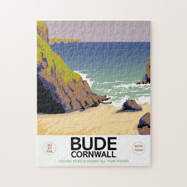 Bude Cornwall Seaside Reiseplakat Puzzle (Vertikal)
