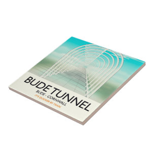Bude Tunnel, Cornwall Parodie-Reiseplakat Fliese