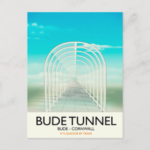 Bude-Tunnel, Cornwall Parodie-Reiseplakat Postkarte