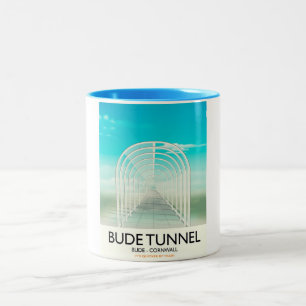Bude-Tunnel, Cornwall Parodie-Reiseplakat Zweifarbige Tasse