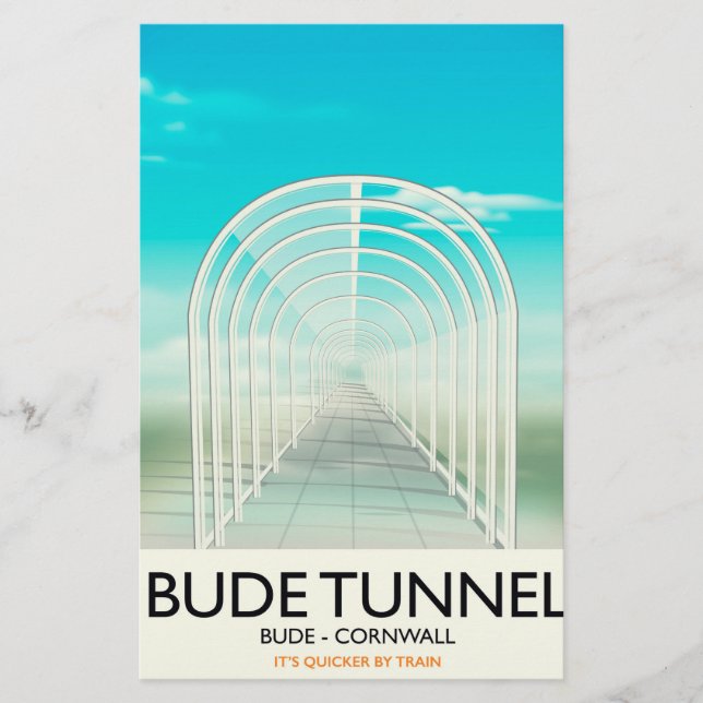 Bude Tunnel, Cornwall Parody Travel Poster Briefpapier (Vorderseite)