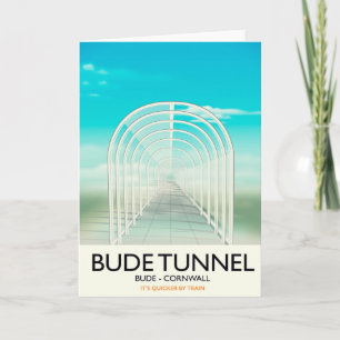 Bude Tunnel, Cornwall Parody Travel Poster Feiertagskarte
