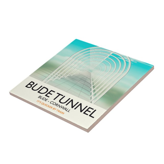 Bude Tunnel, Cornwall Parody Travel Poster Fliese (Seite)