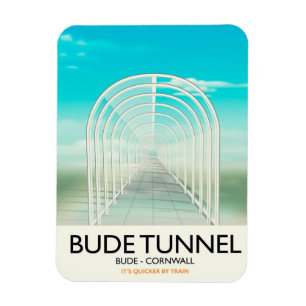 Bude Tunnel, Cornwall Parody Travel Poster Magnet
