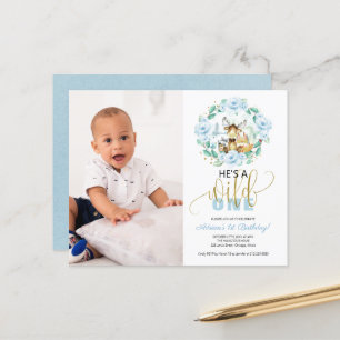 Budge He is a Wild One Foto 1st Birthday Invite