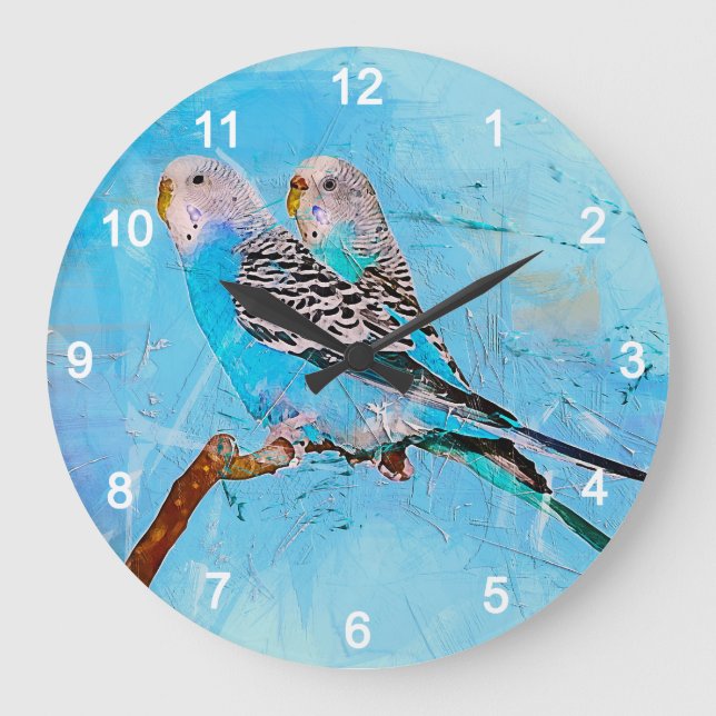 Budgerigar Große Wanduhr (Vorderseite)