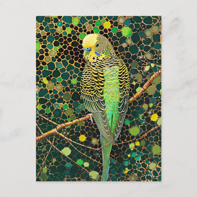 Budgerigar im aborigines Dot Art Stil Postkarte (Vorderseite)