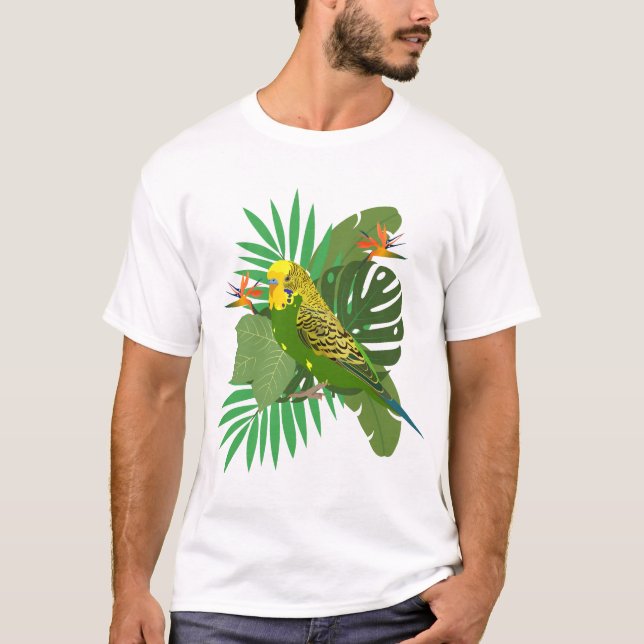 Budgerigar with leaves T-Shirt (Vorderseite)