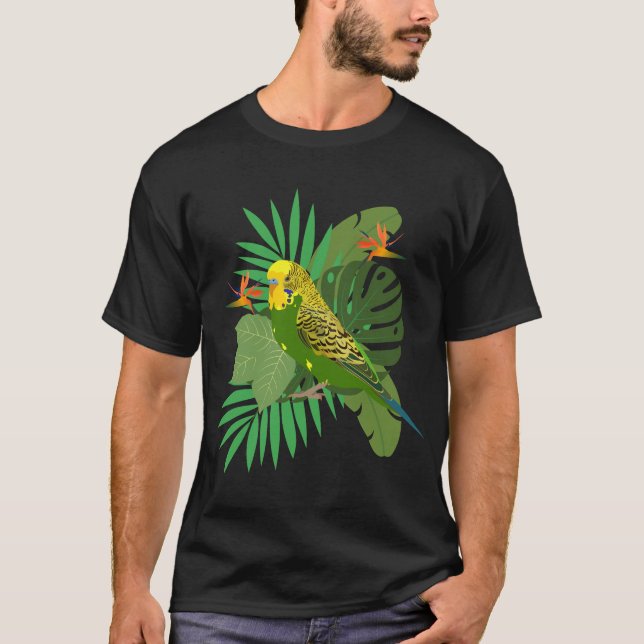 Budgerigar with leaves T-Shirt (Vorderseite)