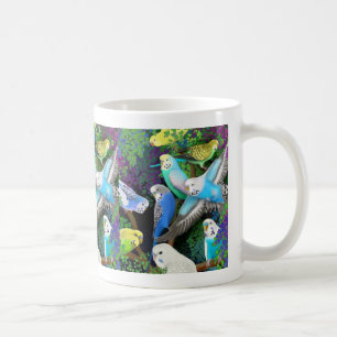 Budgerigars und Farn-Tasse Kaffeetasse
