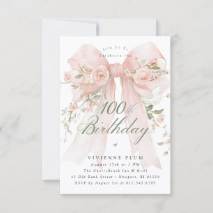 BUDGET 100. Geburtstagsfeier Elegante rosa Flora Einladung