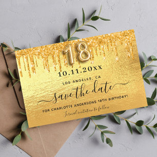 Budget 18. Geburtstag Gold Glitzer Save the Date