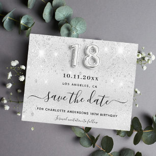 Budget 18. Geburtstag Silber Glitzer Save the Date