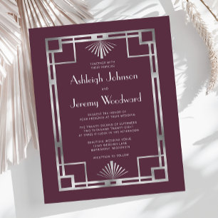 Budget 1920er Vintager Deko Burgundy Silver Weddin