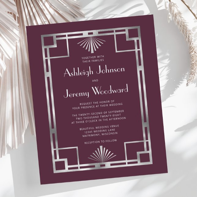 Budget 1920er Vintager Deko Burgundy Silver Weddin (Von Creator hochgeladen)