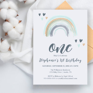 Budget 1 Birthday Blue Boho Rainbow