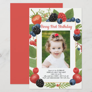 Budget 1. Geburtstag Berry Erstes Foto Einladung