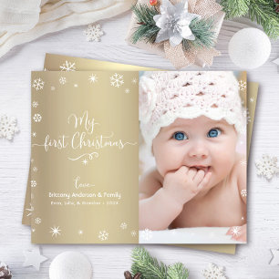 Budget 1 Holiday Baby Foto Snowflakes Gold Card