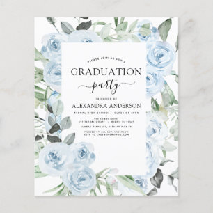 Budget 2022 Dusty Blue Abschluss Floral Flyer
