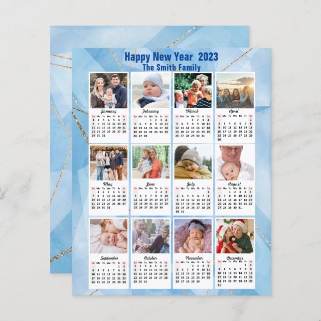 Budget 2023 Kalender Moderne Foto Blue Card (Vorne/Hinten)