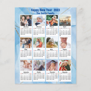 Budget 2023 Kalender Moderne Foto Blue Card Flyer