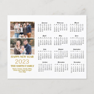 Budget 2023 Moderne Gold Script Foto Calendar Card