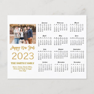 Budget 2023 Moderne Gold Script Foto Calendar Card Flyer