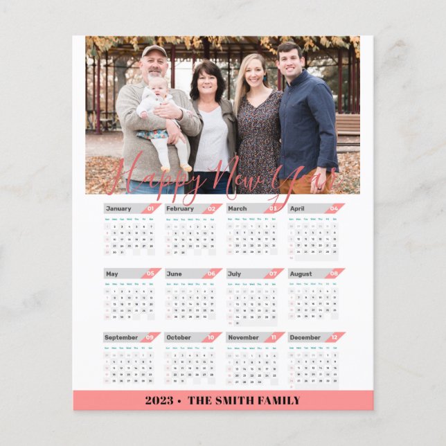 Budget 2023 Rose Gold Moderne Foto Kalender Karte (Vorne)