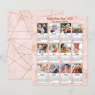 Budget 2023 Rose Gold Moderne Foto Kalender Karte