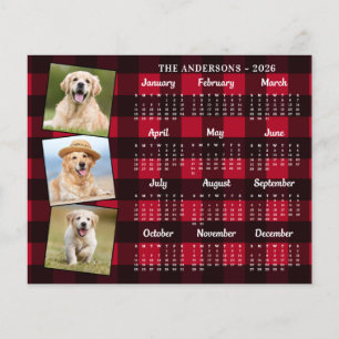 Budget 2027 Foto Hund Rot Kariert Kalenderkarte