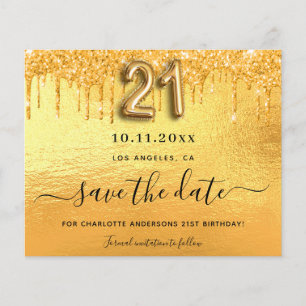 Budget 21. Geburtstag Gold Glitzer Save the Date