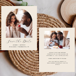 Budget 2-Foto Boho-Tor Beige Save the Date